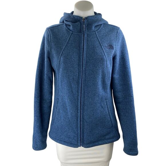 The North Face Crescent Women's Blue Fleece Full-Zip Hooded Hoodie Jacket Size S - Picture 1 of 6